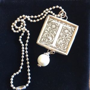 Initial “T” Silver-tone Reversible  Necklace.
